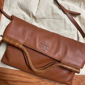 Tory Burch Cognac Leather Envelope Crossbody